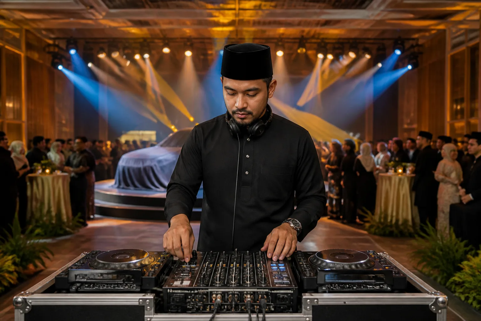 Adegan perancangan acara profesional untuk DJ pelancaran produk